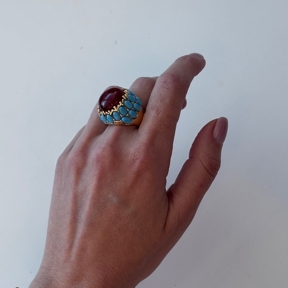 statement  Crystal  Turquoise ring - Picture 5 of 12